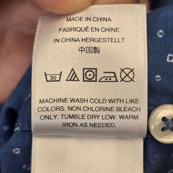 J. Crew Men's Blue Circle Print Casual Button Down Short Sleeve Shirt L - Picture 14 of 15